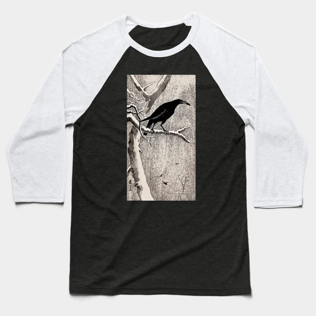 Ohara Koson Crow on Snowy Branch Japanese art Baseball T-Shirt by kanchan